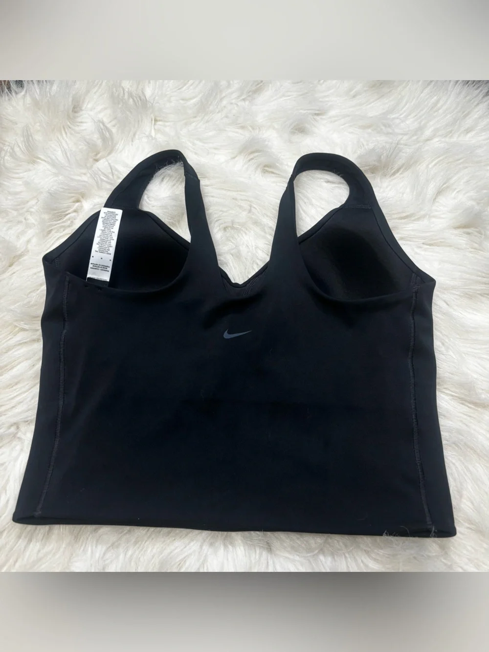 Nike Black Cropped Molded Cup Racerback Tank Top size Women’s Medium